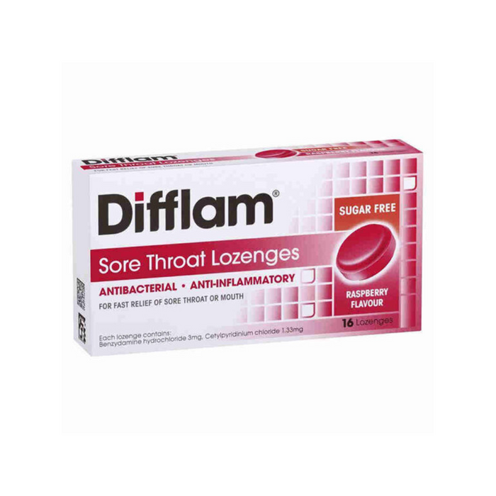DIFFLAM Lozenges Raspberry Sugar Free 16s
