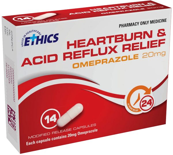 ETHICS Heart Burn & Acid Reflux Relief Omeprazole 20mg Capules 14s