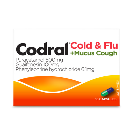 CODRAL Cold&Flu +Mucus Cough Cap 16s