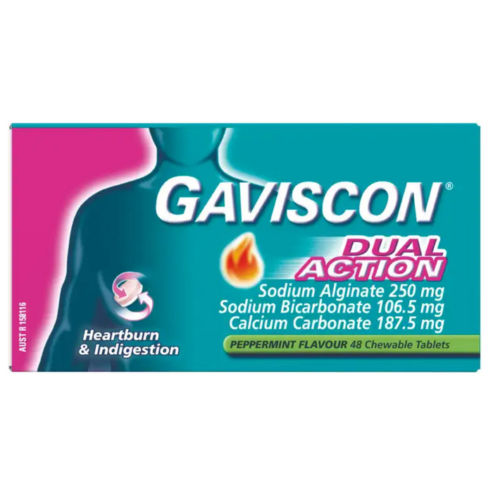 GAVISCON Dual Action Peppermint Tablets 48s