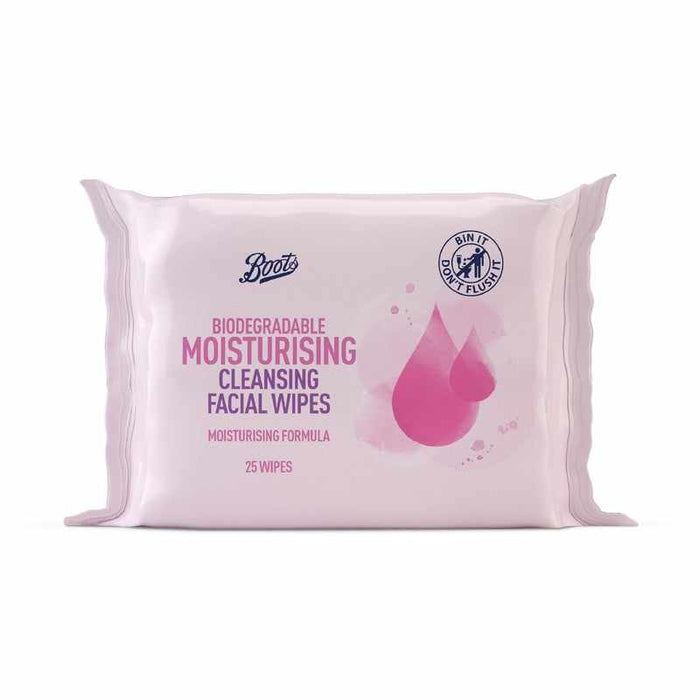 Boots Biodegradable Cleansing Wipes Moisturising 25s