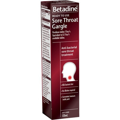 Betadine Ready To Use Sore Throat Gargle 120ml