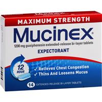 Mucinex Max Strength 1200mg 14 Tablets